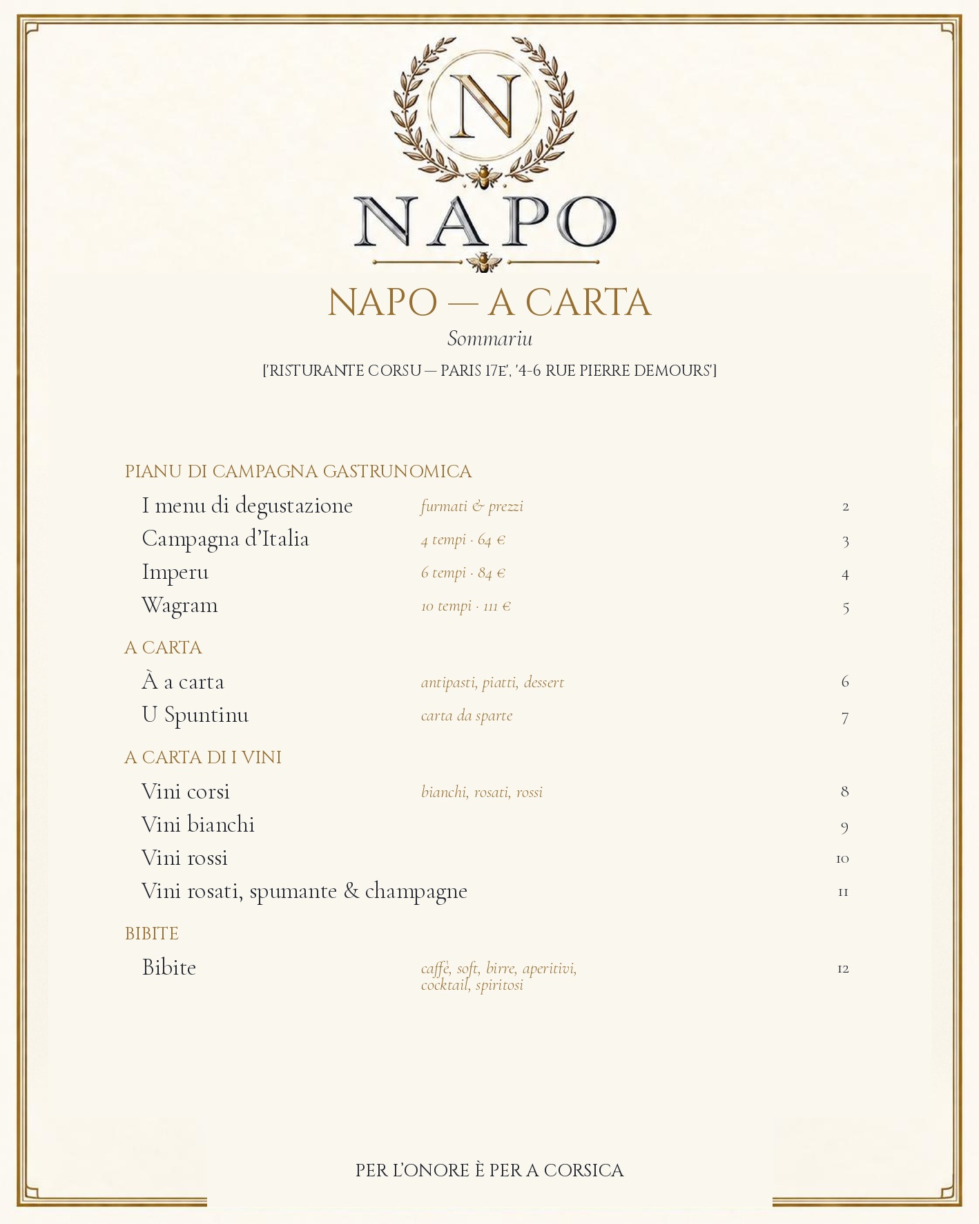 MENU — Corsu — page 1
