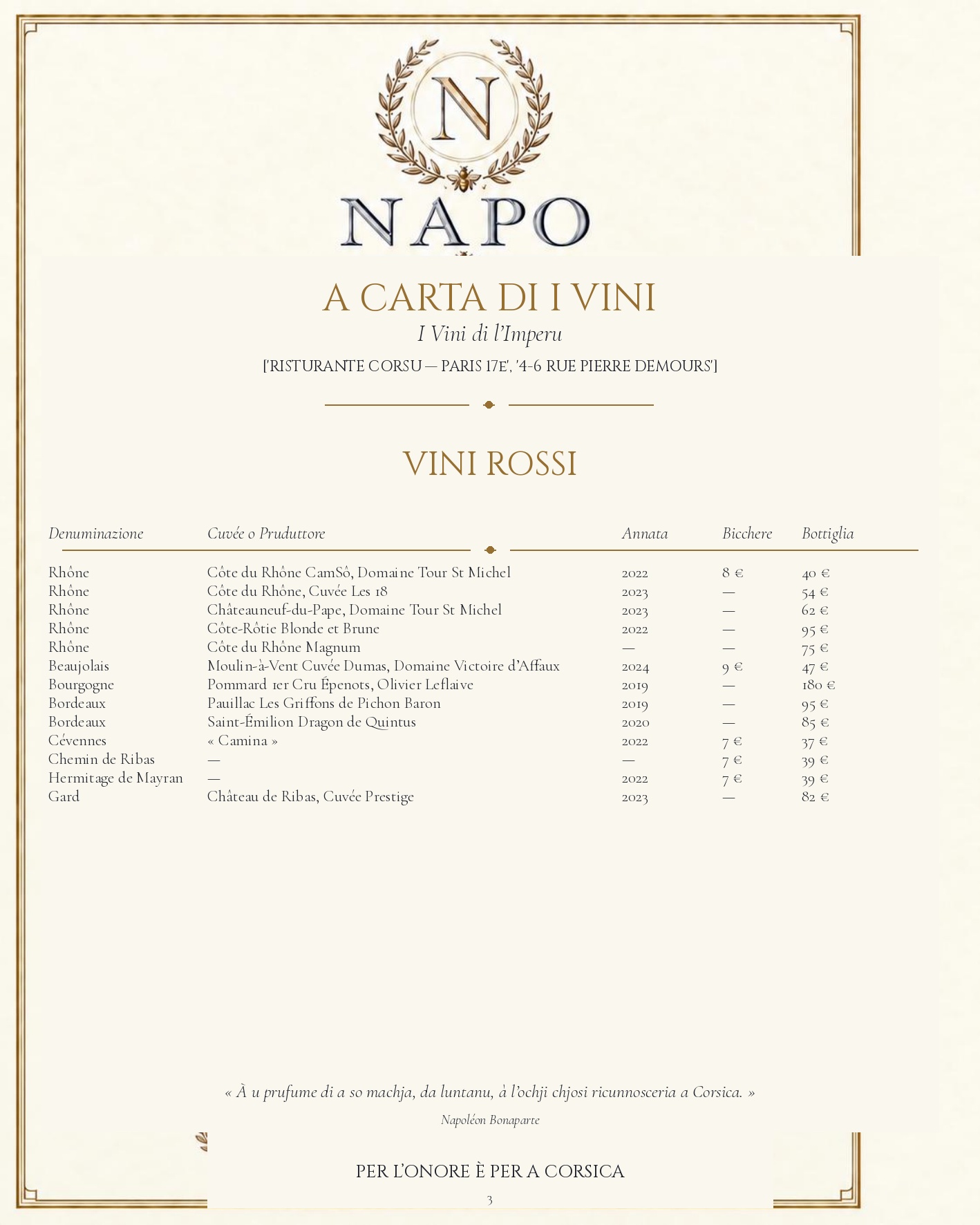 MENU — Corsu — page 10