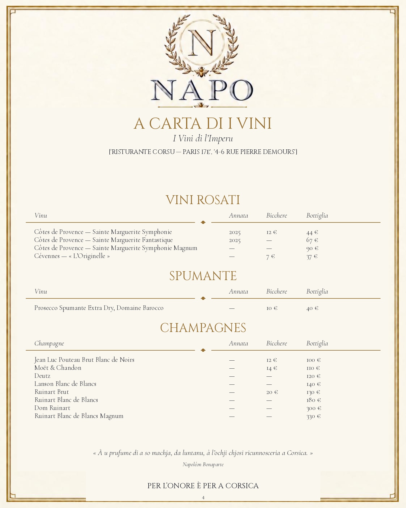 MENU — Corsu — page 11